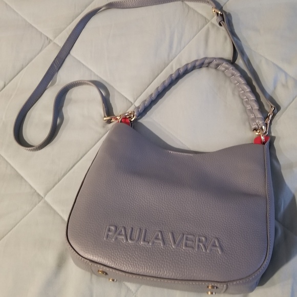 Paula Vera Gray Blue Leather Purse - Picture 2 of 2